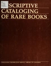 Tapa de Descriptive cataloging of rare books