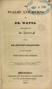 Tapa de The Psalms and hymns of Dr. Watts, arranged by Dr.Rippon