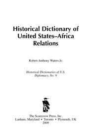 Tapa de Historical dictionary of United States-Africa relations
