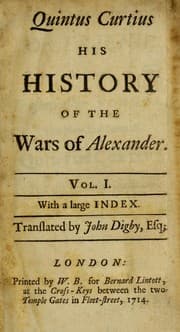 Tapa de Quintus Curtius his History of the wars of Alexander