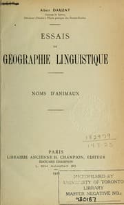 Tapa de Essais de géographie linguistique