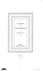 Tapa de Catalogue of the Manuscripts at Ashburnham Place