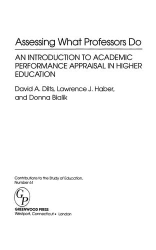 Tapa de Assessing what professors do