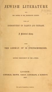 Tapa de Jewish literature from the eighth to the eighteenth century: with an introduction on Talmud and Midrash