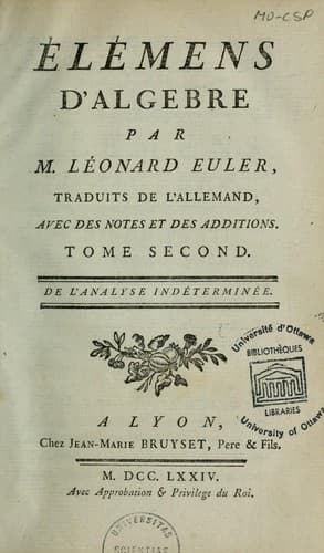 Tapa de Elemens d'algèbre \