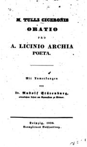 Tapa de M. Tullii Ciceronis Oratio pro A. Licinio Archia poeta