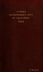 Tapa de Street Improvement Acts of California (including amendments of 1925)