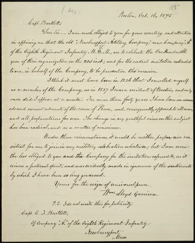 Tapa de [Letter to] Capt. Bartlett, Dear Sir
