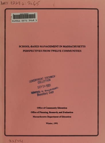 Tapa de School-based management in Massachusetts