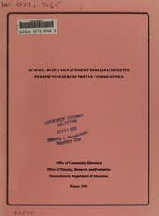 Tapa de School-based management in Massachusetts