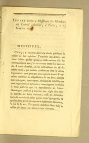 Tapa de Lettre écrite à messieurs les membres du Comité colonial, à Paris, ce 15 janvier 1790