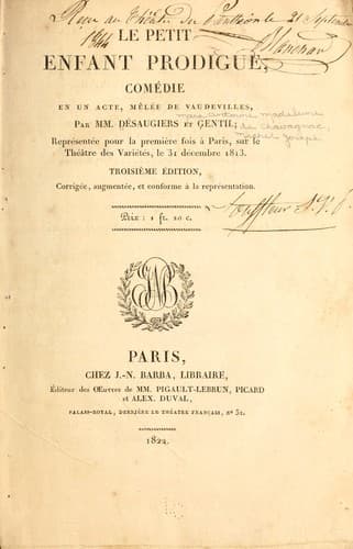 Tapa de Le petit enfant prodique