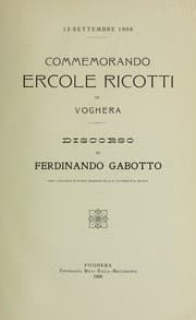 Tapa de Commemorando Ercole Ricotti in Voghera