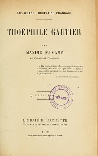 Tapa de Thoéphile [!] Gautier.