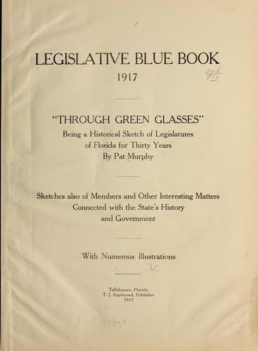 Tapa de Legislative blue book, 1917