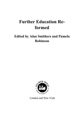 Tapa de Further education re-formed