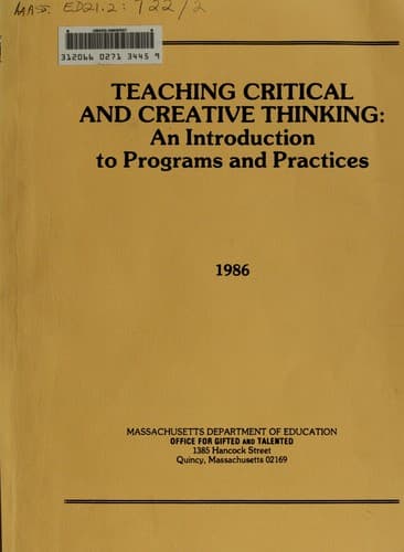 Tapa de Teaching critical and creative thinking