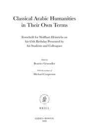 Tapa de Classical Arabic humanities in their own terms