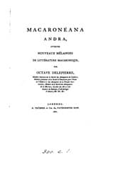 Tapa de Macaronéana andra: overum Nouveaux mêlanges de littérature macaronique