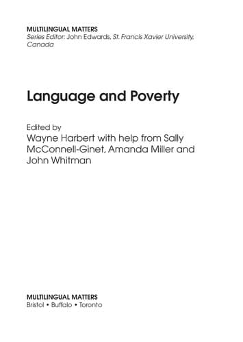 Tapa de Language and poverty