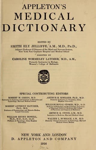 Tapa de Appleton's medical dictionary