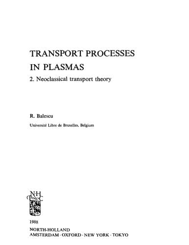 Tapa de Transport processes in plasmas.