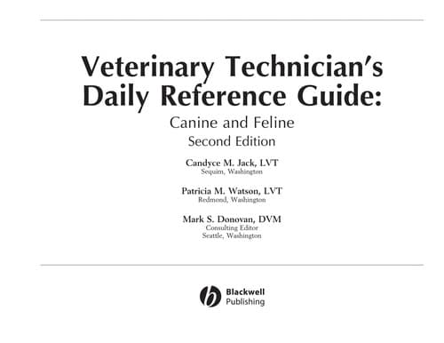 Tapa de Veterinary technician's daily reference guide