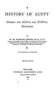 Tapa de A History of Egypt: During the XVIIth and XVIIIth Dynasties. 1896, with Additions to 1898