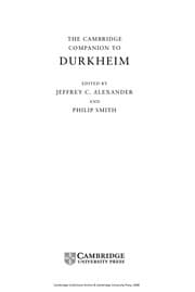 Tapa de CAMBRIDGE COMPANION TO DURKHEIM; ED. BY JEFFREY C. ALEXANDER...ET AL