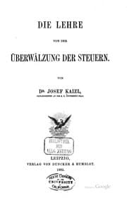 Tapa de Die Lehre von der Überwälzung der Steuern