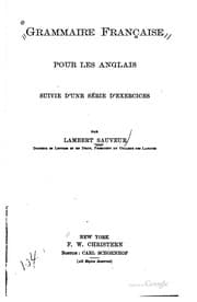 Tapa de Grammaire française pour les Anglais, suivie d'une série d'exercices