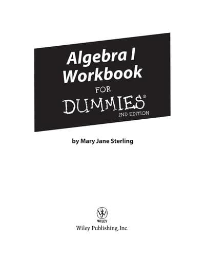 Tapa de Algebra I workbook for dummies