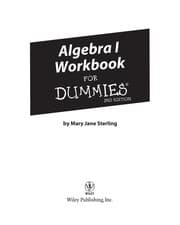 Tapa de Algebra I workbook for dummies