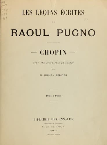 Tapa de Les leçons écrites de Raoul Pugno