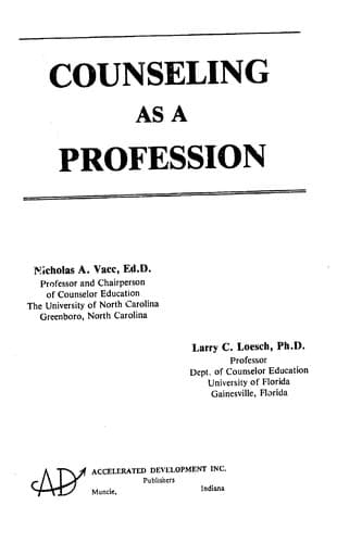 Tapa de Counseling as a profession