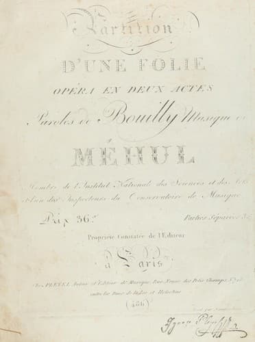 Tapa de Partition d'Une folie