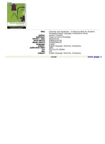 Tapa de Grammar and vocabulary