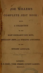 Tapa de Joe Miller's complete jest book: being a collection of the most excellent bon mots