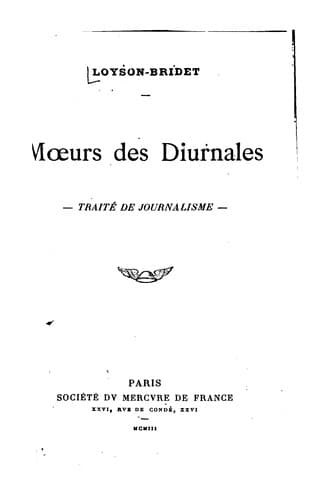 Tapa de Moeurs de Diurnales: Traité de Journalisme