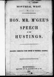 Tapa de Hon. Mr. McGee's speech at the hustings