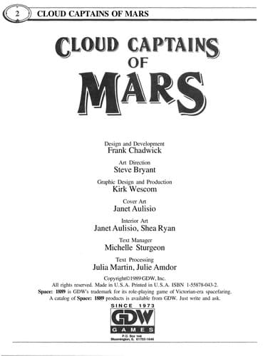 Tapa de Cloud Captains of Mars (Space 1889)