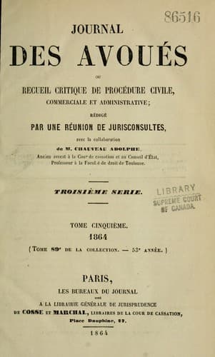 Tapa de Journal des avoués
