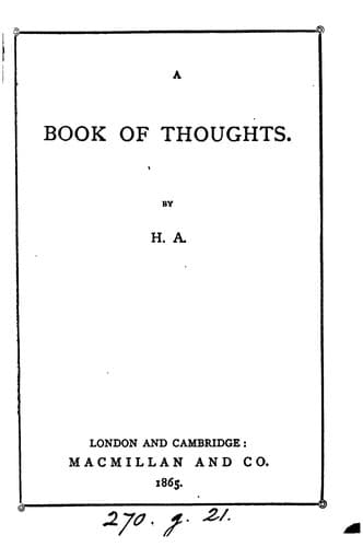 Tapa de a book of thoughts
