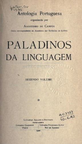 Tapa de Paladinos da linguagem ...