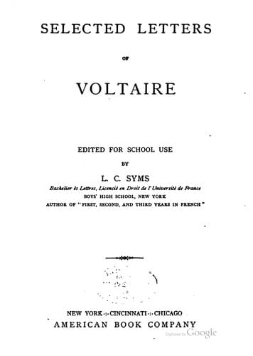 Tapa de Selected letters of Voltaire