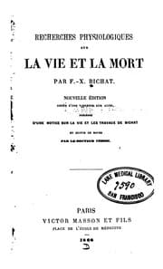 Tapa de Recherches physiologiques sur la vie et la mort
