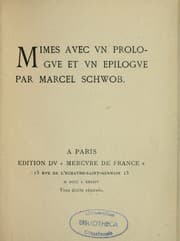Tapa de Mimes avec un prologue et un épilogue