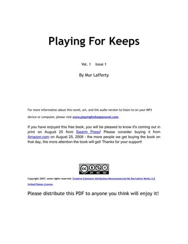 Tapa de Playing for keeps