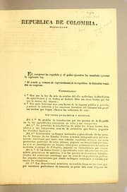 Tapa de El Congreso ha expidido y el poder ejecutivo ha mandado ejecutar la siguente ley: El Senado y cámara de representantes de la república de Colombia reunidos en congreso