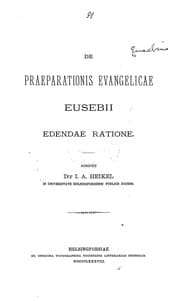 Tapa de De praeparationis evangelicae Eusebii edendae ratione